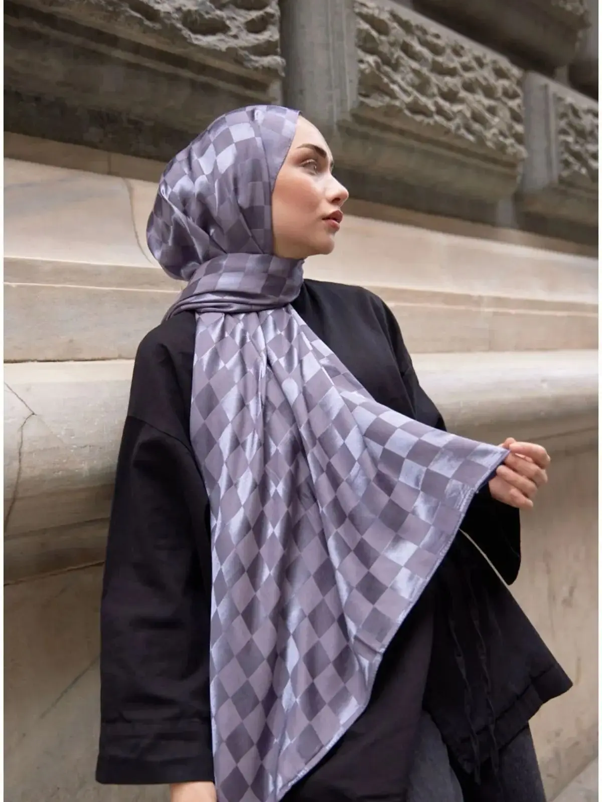 Checkerboard Pattern Cotton Jacquard Shawl Quality Product Hijab Muslim Women Fashion Shawl Bonnet Casual Clothing