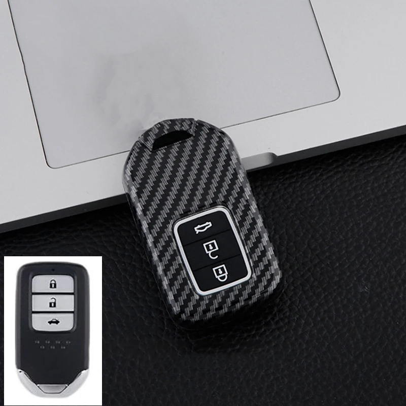 Carbon ABS Car Key Case Cover for Honda Accord Civic CR-V Fit HR-V Pilot EX Odyssey Crosstour Ridgeline Clarity Insight LX