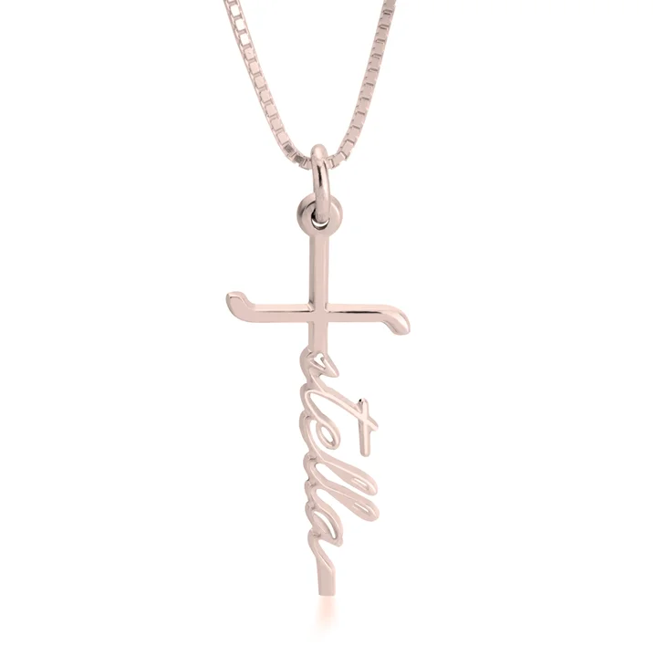 Personalized Cross Name Necklace Custom Cross Name Necklace Stainless Steel Vertical Pendant Unique Jewelry Gift for Good Friend