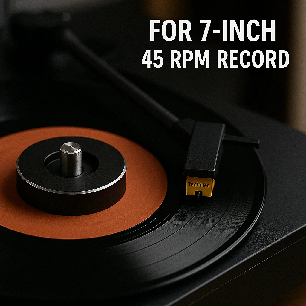 Aluminum 7-Inch 45 RPM Vinyl Record Adapter EP Turntable Center Hole Spindle for Large Hole LP Disc Player