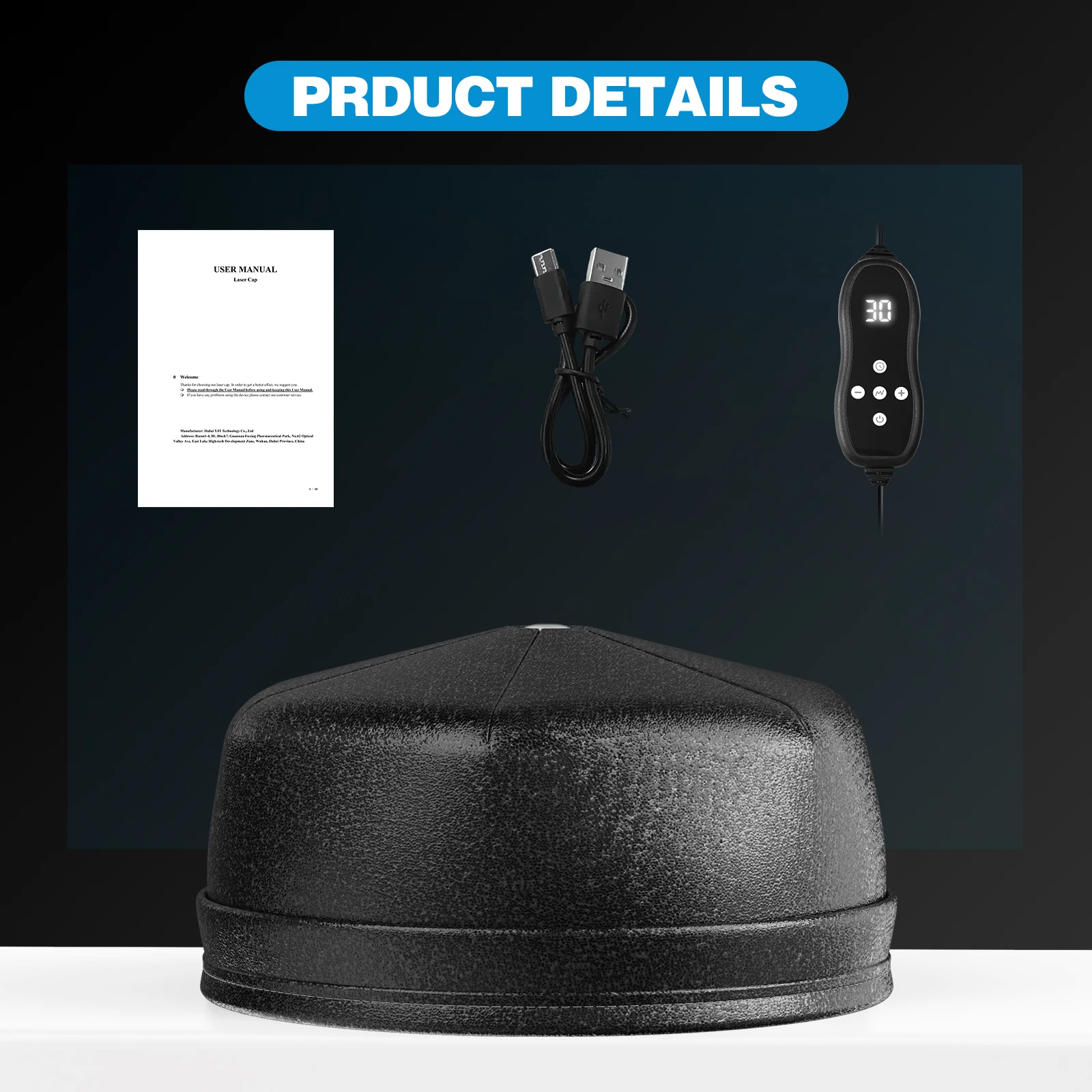Red Light Therapy Cap for Hair Growth Support 660nm Red & 850nm Near Infrared LED Scalp Care Hat 120 LEDs 5 Intensity Levels 10 20 30 Min Timer USB Powered Hair Care Device for Men Women Thinning Hair Hair Loss Support Home Use