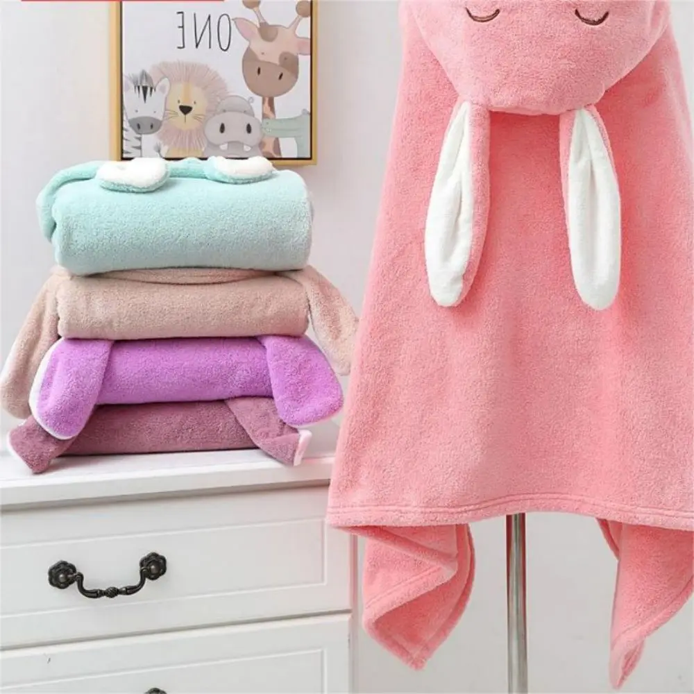 1PC Children's bath towel,cartoon patterned hooded bathrobe,absorbent children's bath towel,soft wearable bath towel with hood