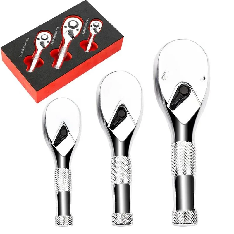 1/4 3/8 1/2 Inch Drive Stubby Ratchet Set Quick-Release Head Mini Ratchet Wrench 72-Tooth Square Head Spanner