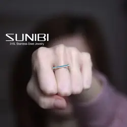 SUNIBI Stainless Steel Ring for Woman Popular Hip Hop Simple Geometric Punk Ring Gift Party Wholesale Dropshipping