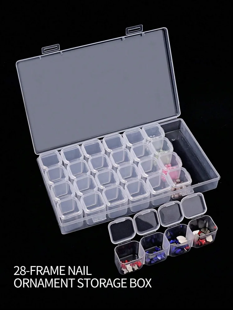 1 Stück 28-Fächer Kunststoff-Aufbewahrungsbox mit Verstellbaren Fächern für Schmuck, Diamanten, Stickerei, Kunsthandwerk und Zubehör-Organizer