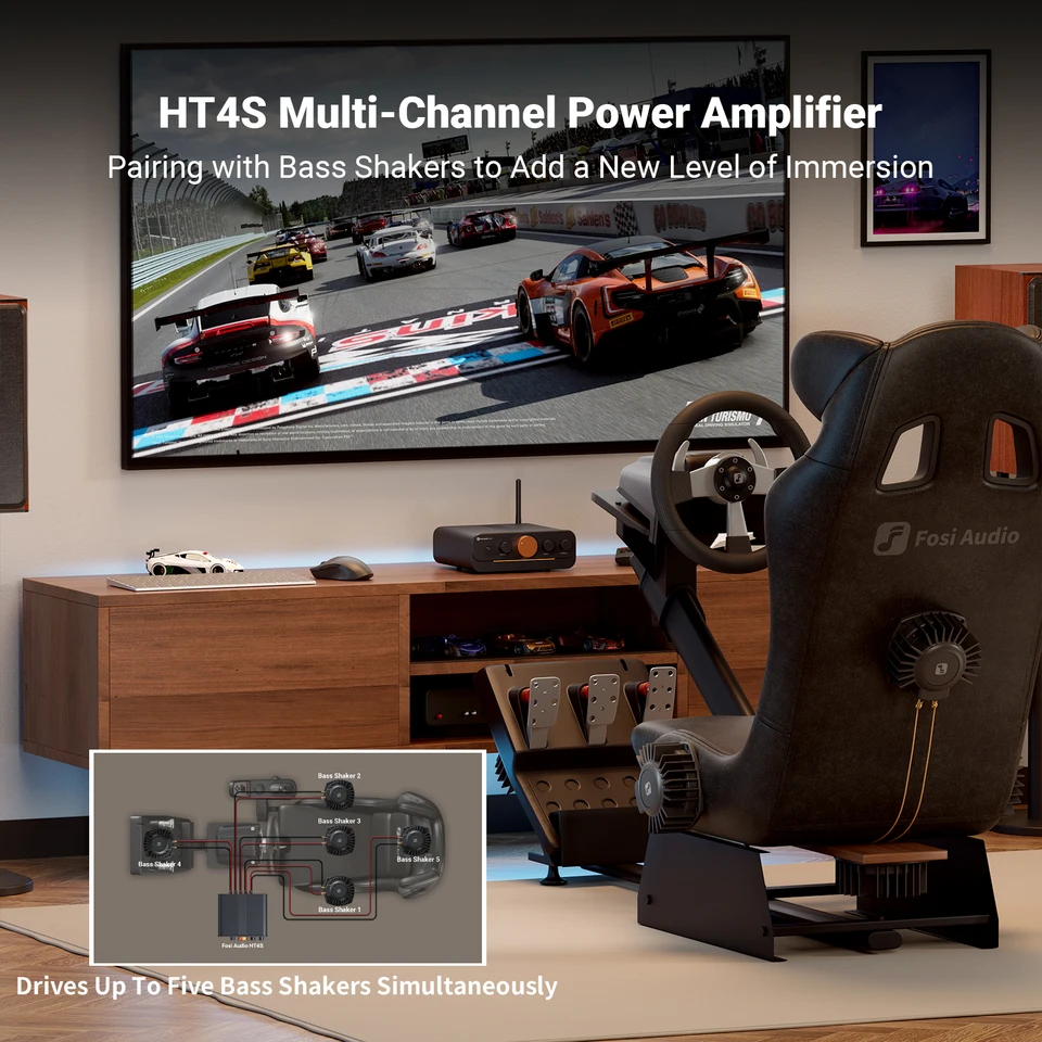 Fosi Audio HT4S Bluetooth 4.1 ホームサウンドアンプ、屋外スピーカー