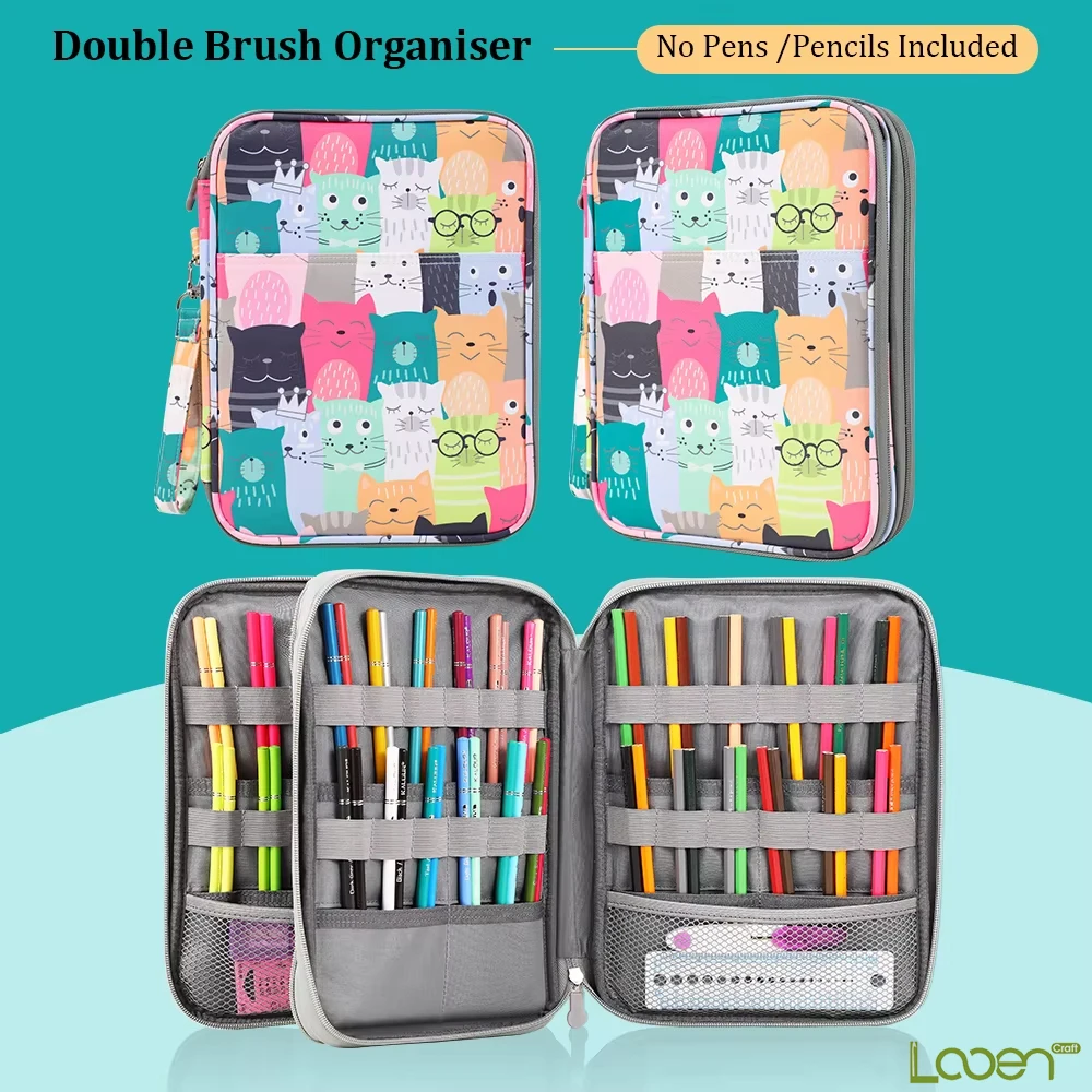 

Cat Pattern Hand Knitting Kit Crochet Hook Zip Waterproof Storage Bag DIY Printing Storage Bag Crochet Needle Set Storage Bag