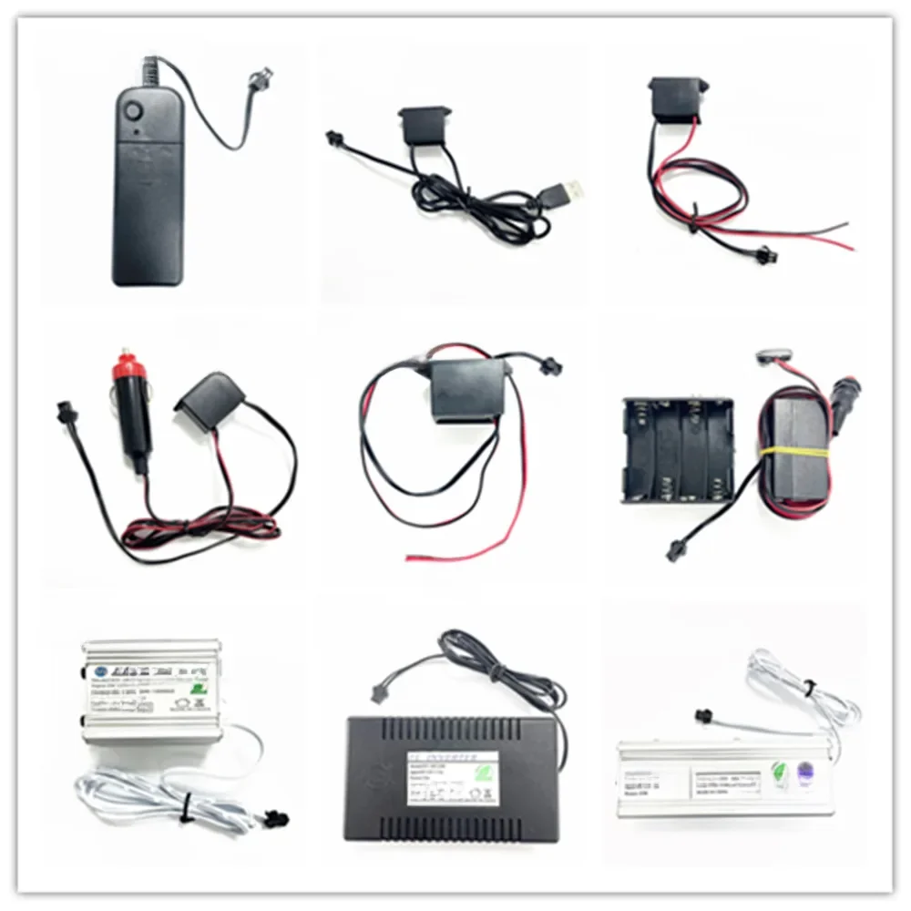Adaptateur d'alimentation cc 3V 5 V 12V, pilote de contrôleur, onduleur pour fil El 1-220M, câble Flexible néon LED, corde lumineuse