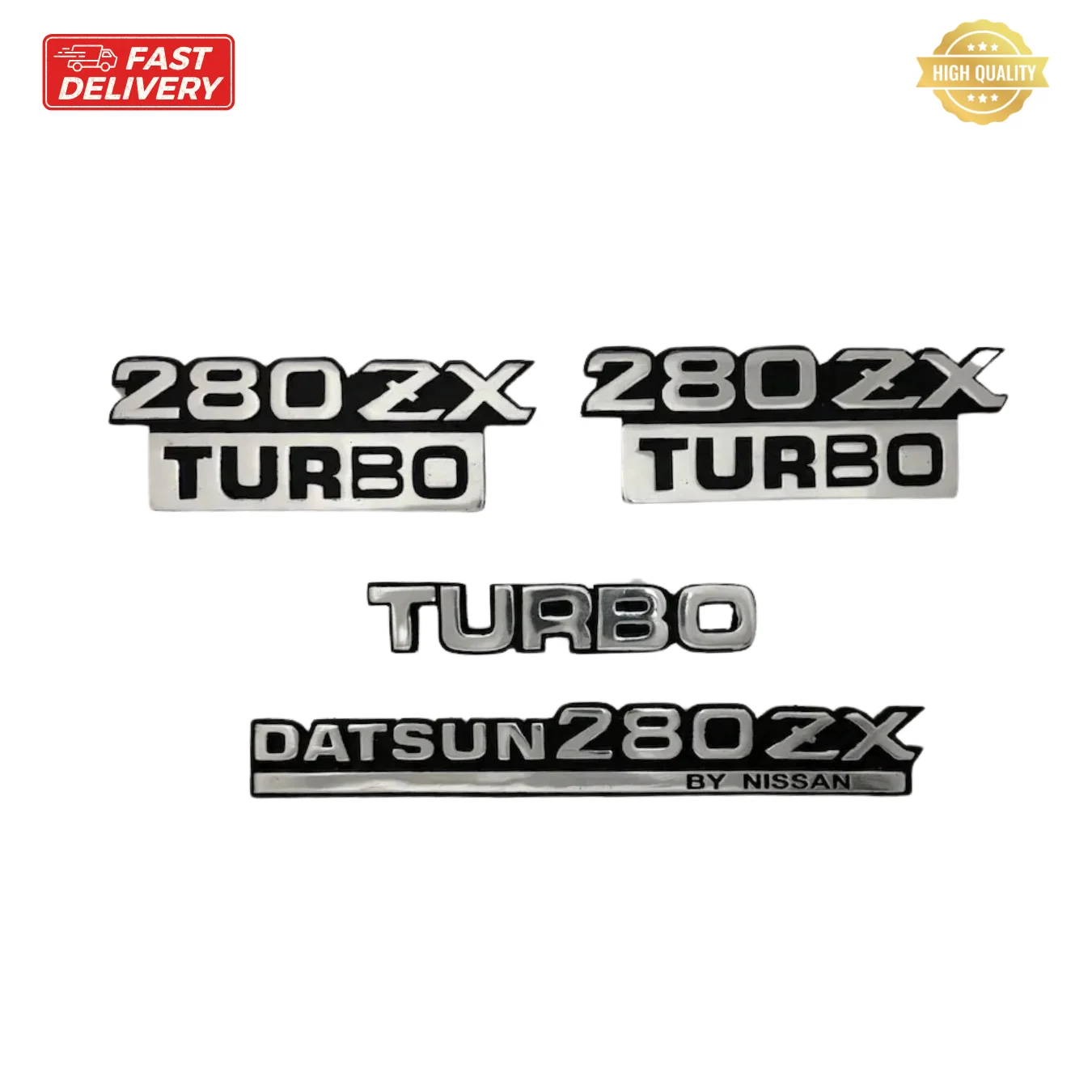 

Datsun 280ZX By Nissan Turbo Rear Trunk and Fender Badge Emblem in Metal Die-Cast
