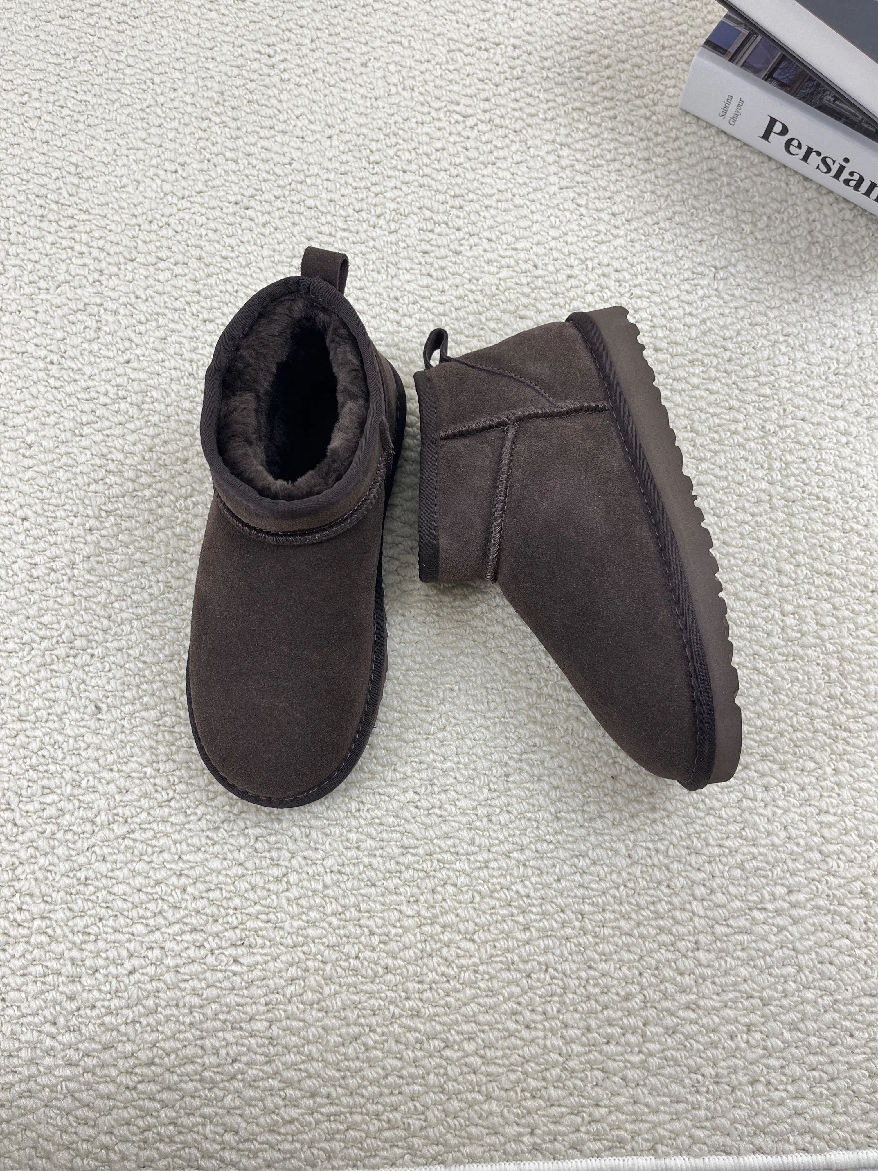 Women Mini Snow Boots Faux Suede Fluffy Lining Ankle Boots, Winter Warm Non-Slip Short Snow Booties Multiple Colors Ladies Casual Outdoor Shoes