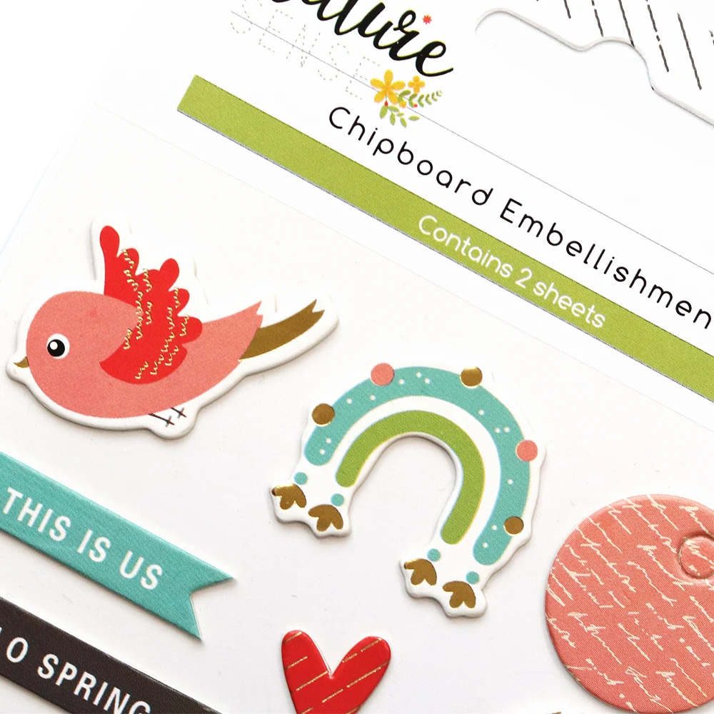 Kreativer Pfad Goldfolie Runder Kranz Scrapbooking Deko-Aufkleber Naturgefühl Frühlingsvögel Chipboard-Papieraufkleber für Journaling – Detail 5