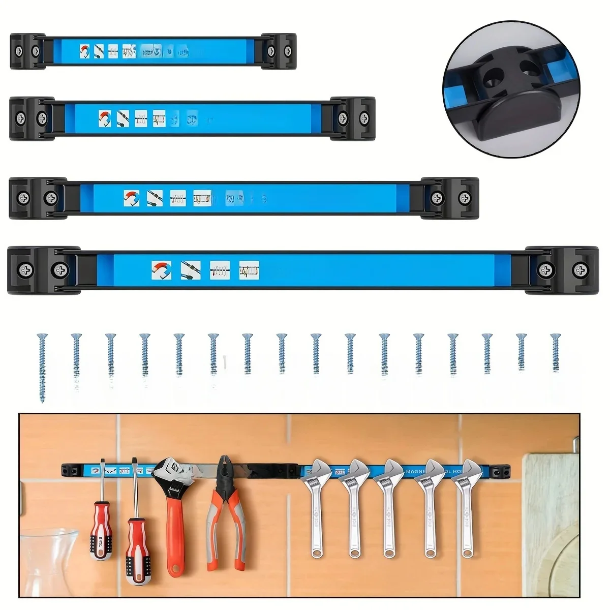 8,12,18,24 inch magnetische gereedschapshouder zware gereedschapsbalk, ruimtebesparende metalen organisator rekgereedschap voor werkplaats garage thuis - afbeelding 2
