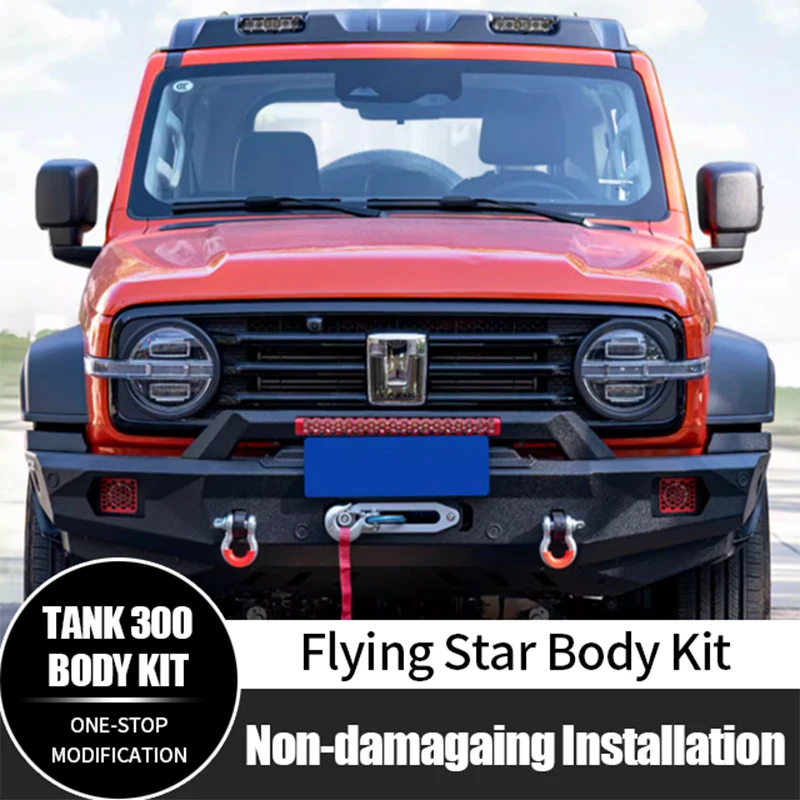 New Arrival Spoiler With LED Light Side Step Roof Platform Front Rear Bumper Flying Star Body Kit for GWM Tank 300