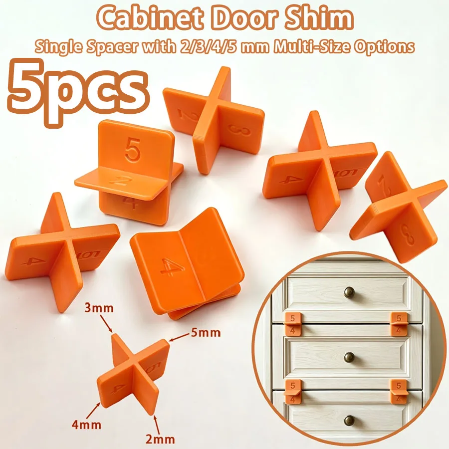 4-in-1 Drawer Shims 1/5 Pack, 2/3/4/5mm Cabinet Door Seal Wood Board Joint Carpentry Shim for Drawer Repair Home Use