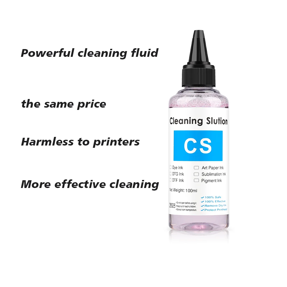 100ml Power Ink Printer Cleaning Solution For Pigment Sublimation Dye ink For Epson HP Canon Printer Printhead Cleaning Kit