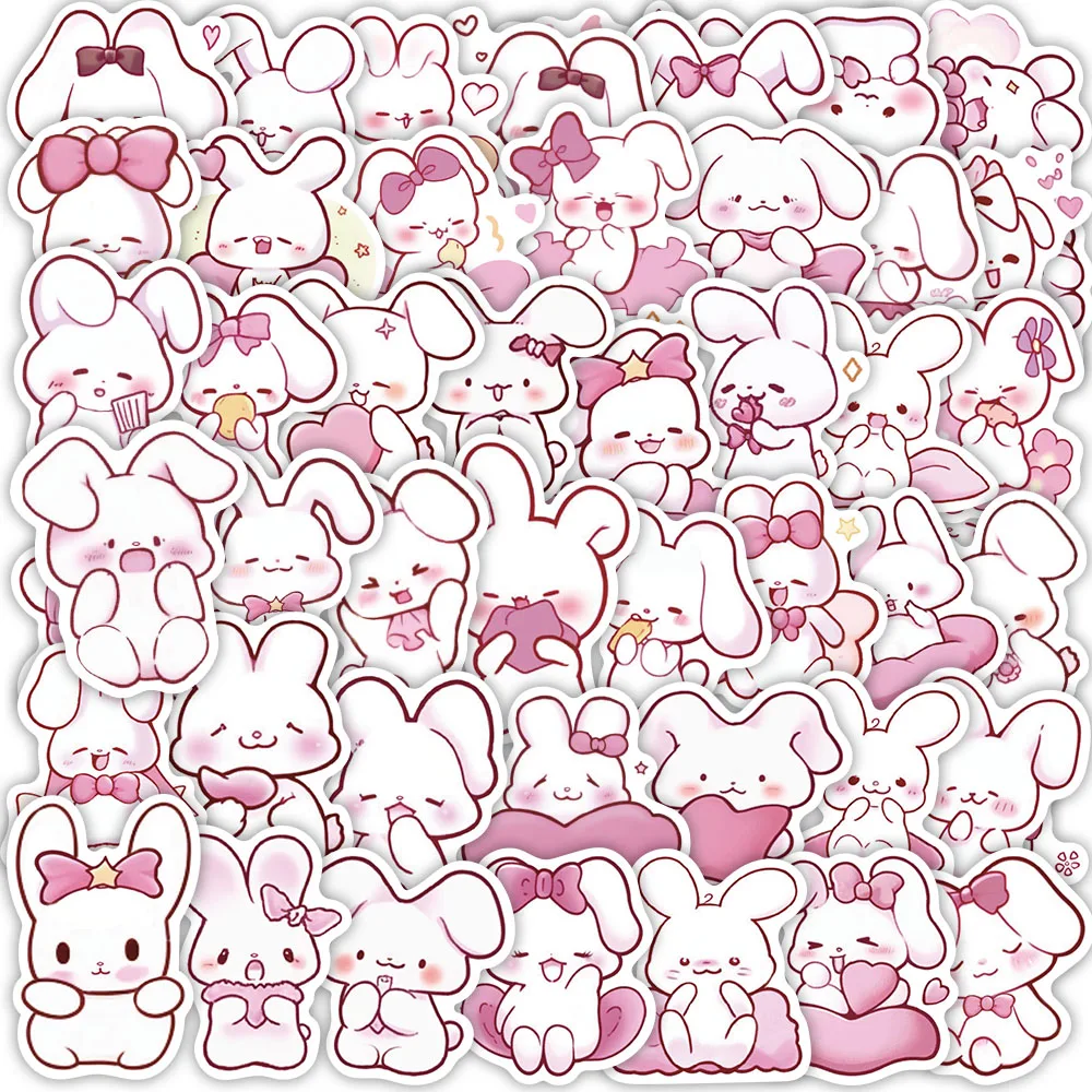 50PCS Cute Pink Little Rabbit Graffiti Stickers Decorative Guitar Phone Case DIY Laptop Luggage Skateboard Waterproof Stickers