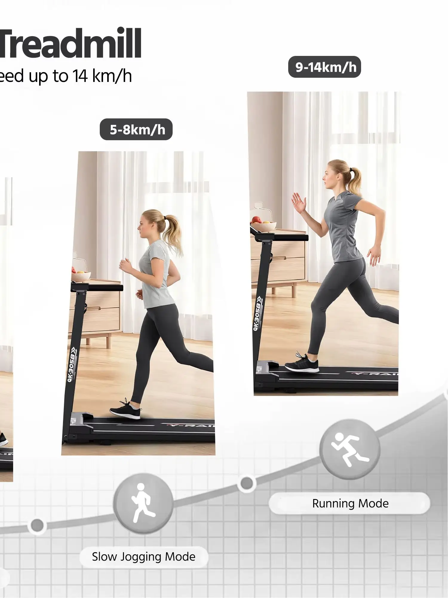 Y-RAIN faltbares Laufband für den Heimgebrauch, 3,0-PS-Motor, 1–12 km/h, faltbares Laufband mit Neigung von 10 %, Bluetooth-Lautsprecher, LED-Anzeige, maximale Belastbarkeit 150 kg, Laufband für