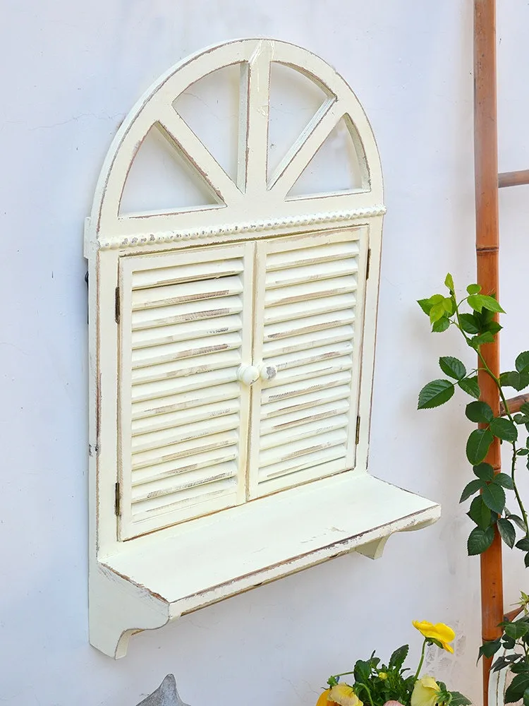 Plant Pot Stand Arched Window Frame Storage Rack Wooden Window Shelf Imitation Window Rustic Hanging Decor for Kitchen Garden view 4