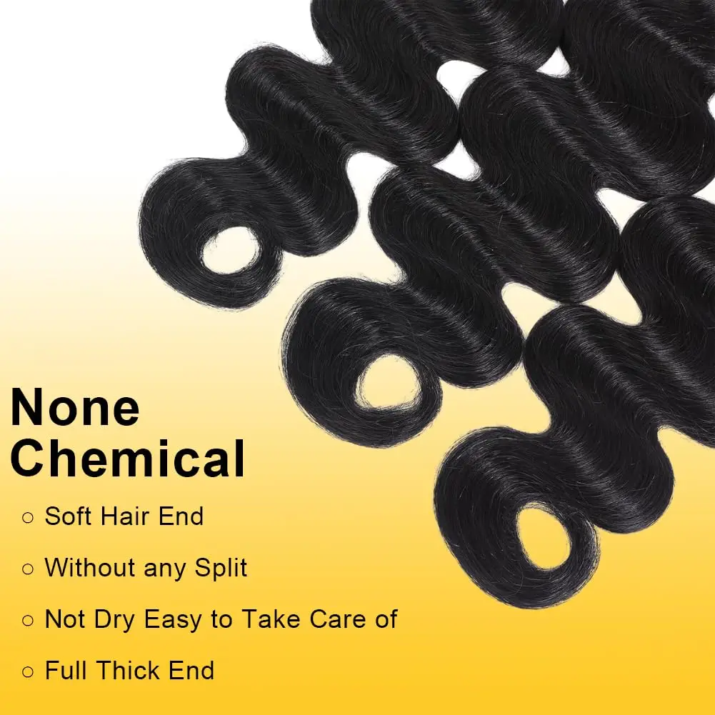 바디 웨이브 인모 1 3 묶음 100% 인모 번들 내추럴 블랙 브라질리언 버진 헤어 리얼 인모 익스텐션 여성용
