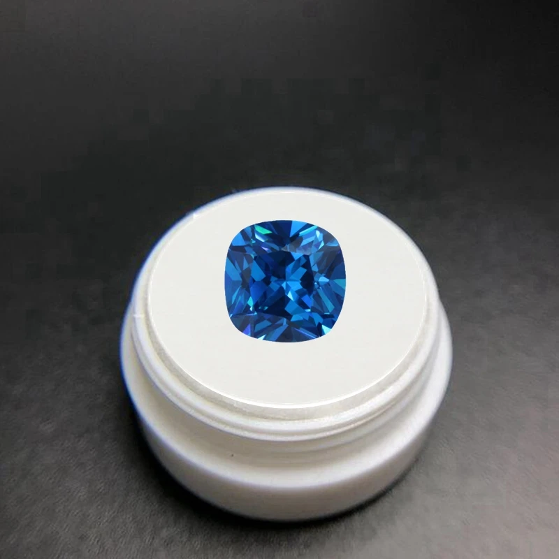 Box Set Large Deep Sea Blue Sapphire 12.0mm 6.0Cts Cushion Cut VVS Loose Gemstone For Jewelry Making