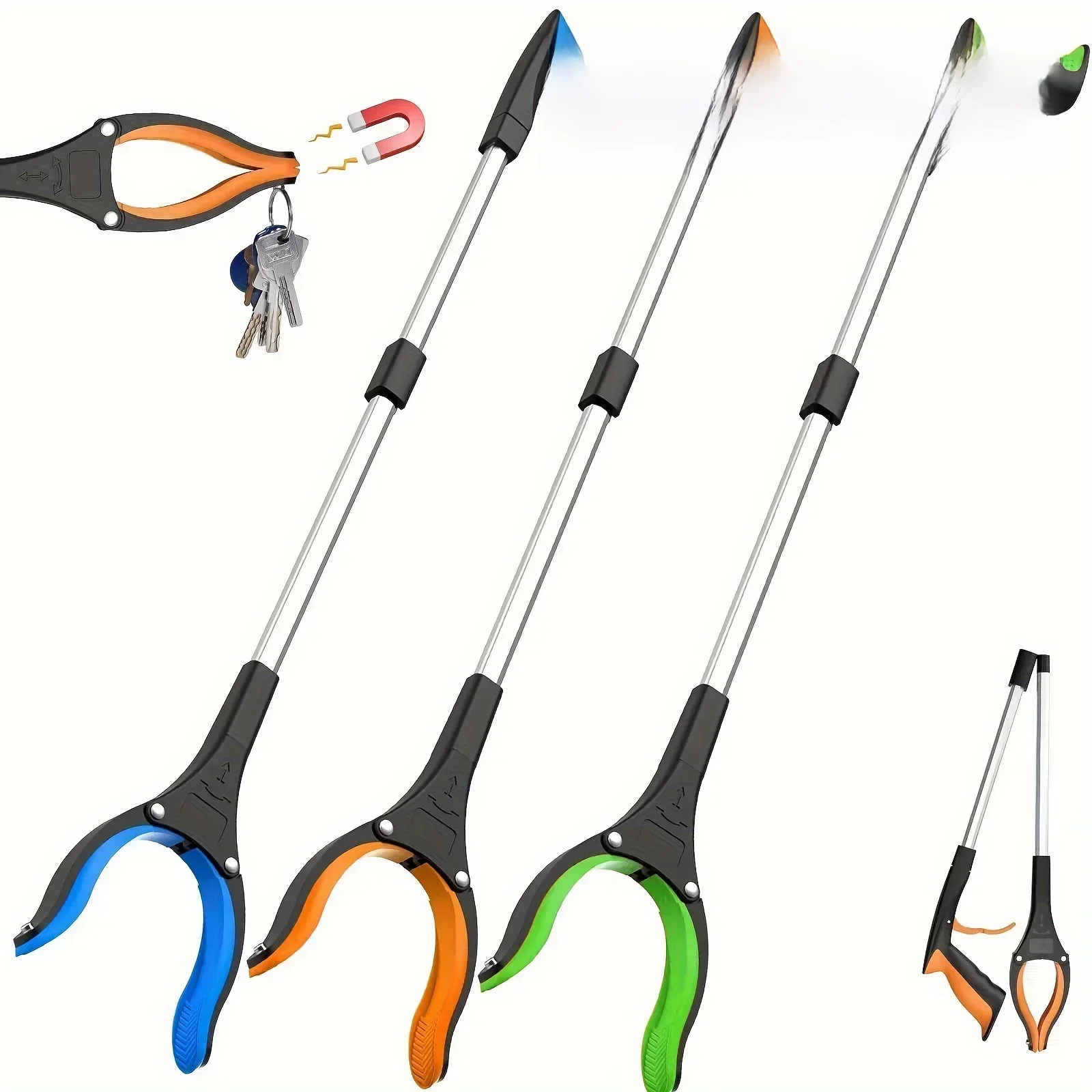 Pince de sélection de déchets avec 360 ° Clip rotatif, pince légère et robuste pour personnes âgées de 32 pouces, pince, outil de saisie pour personnes âgées