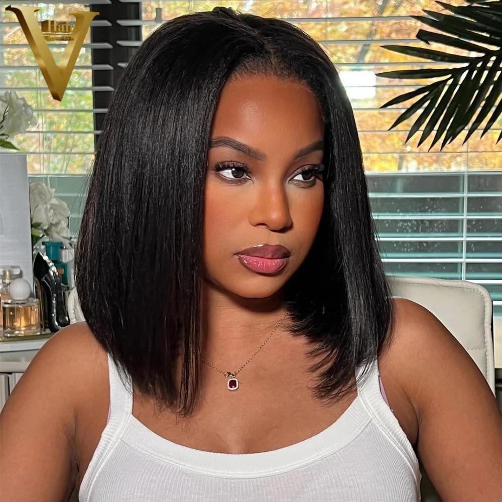 13x4 Straight Pre Plucked Short Bob Wigs HD Transparent Lace Frontal Wigs For Black Women Brazilian Virgin Remy Human Hair Wigs