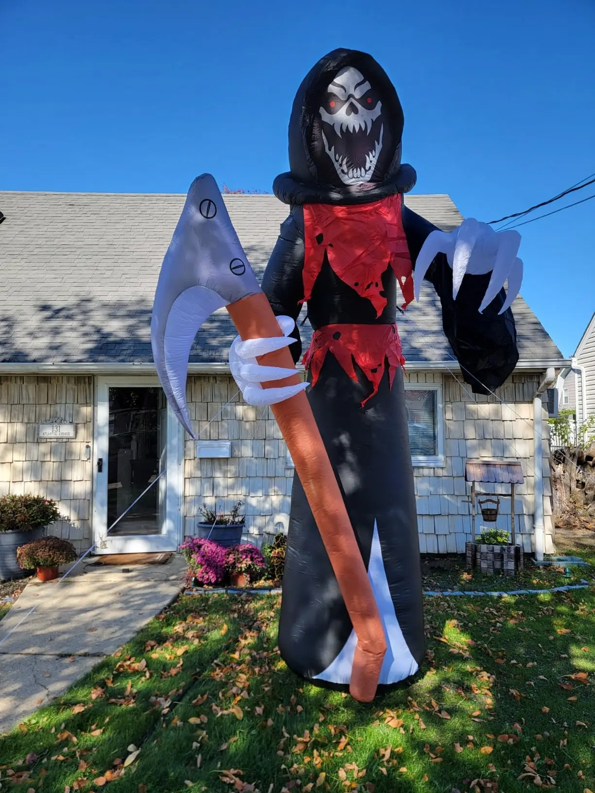12 Fuß hohe aufblasbare Halloween-Außendekoration, Sensenmann, Halloween-Aufblas-LED für gruselige Außendekoration