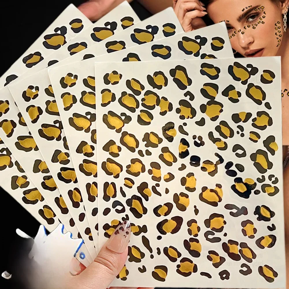 Seksowny wzór w cętki tłoczony na gorąco naklejka tatuaż wodoodporna DIY tymczasowa naklejka tatuaż tatuaże do ciała Retro Leopard fałszywe naklejki tatuaż — zdjęcie 2