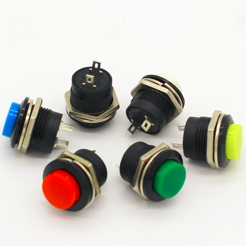 12 sztuk R13-507 chwilowy SPST NO czerwona okrągła nakładka przełącznik wciskany AC 6A/125V 3A/250V 6 kolorów — zdjęcie 2