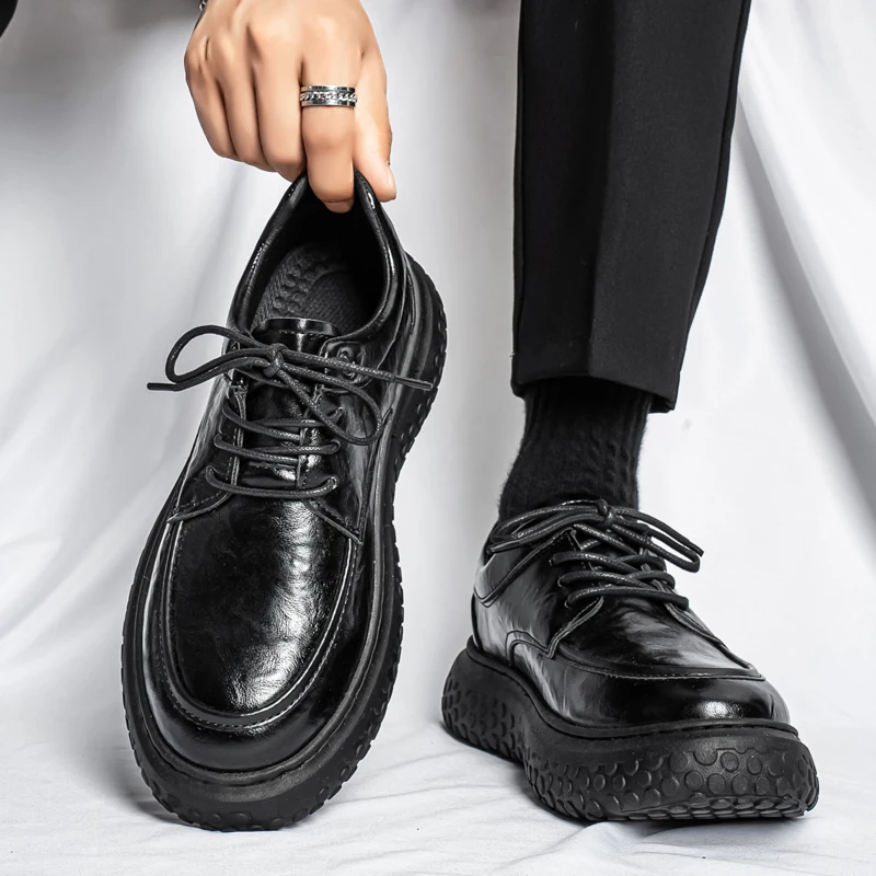 Black Men's Business Leather Shoes Classic Formal Dress Shoes Male Slip-on Office Wedding Party Loafers Sapato Masculino