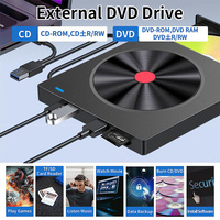 External DVD Drive Burner USB 3.0 CD/DVD +/-RW Optical Drive Portable Rewriter for Desktop PC Windows 11-7 MacBook Linux OS