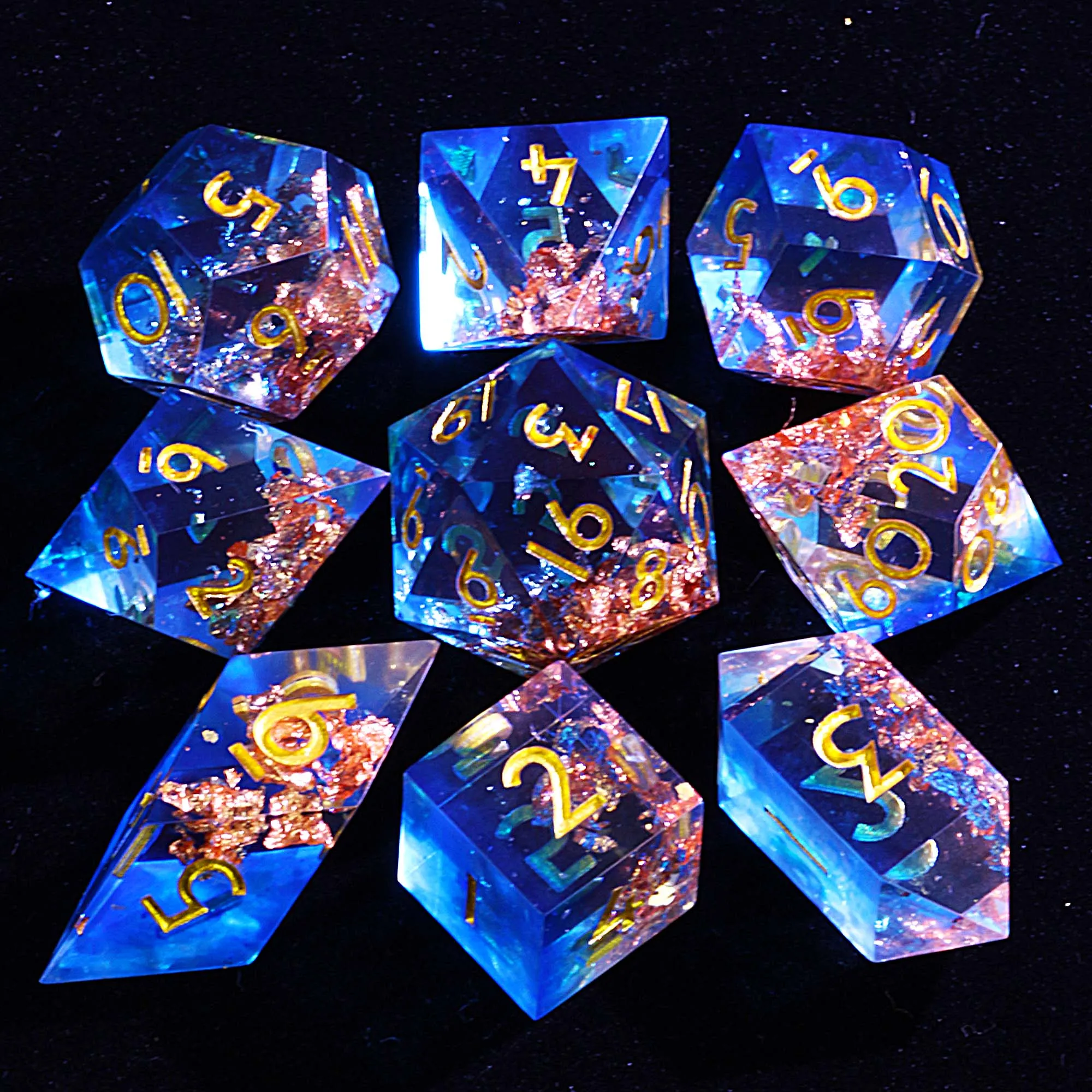 9 مجموعات نرد متعدد السطوح DnD جزء تاج وشاشلاس