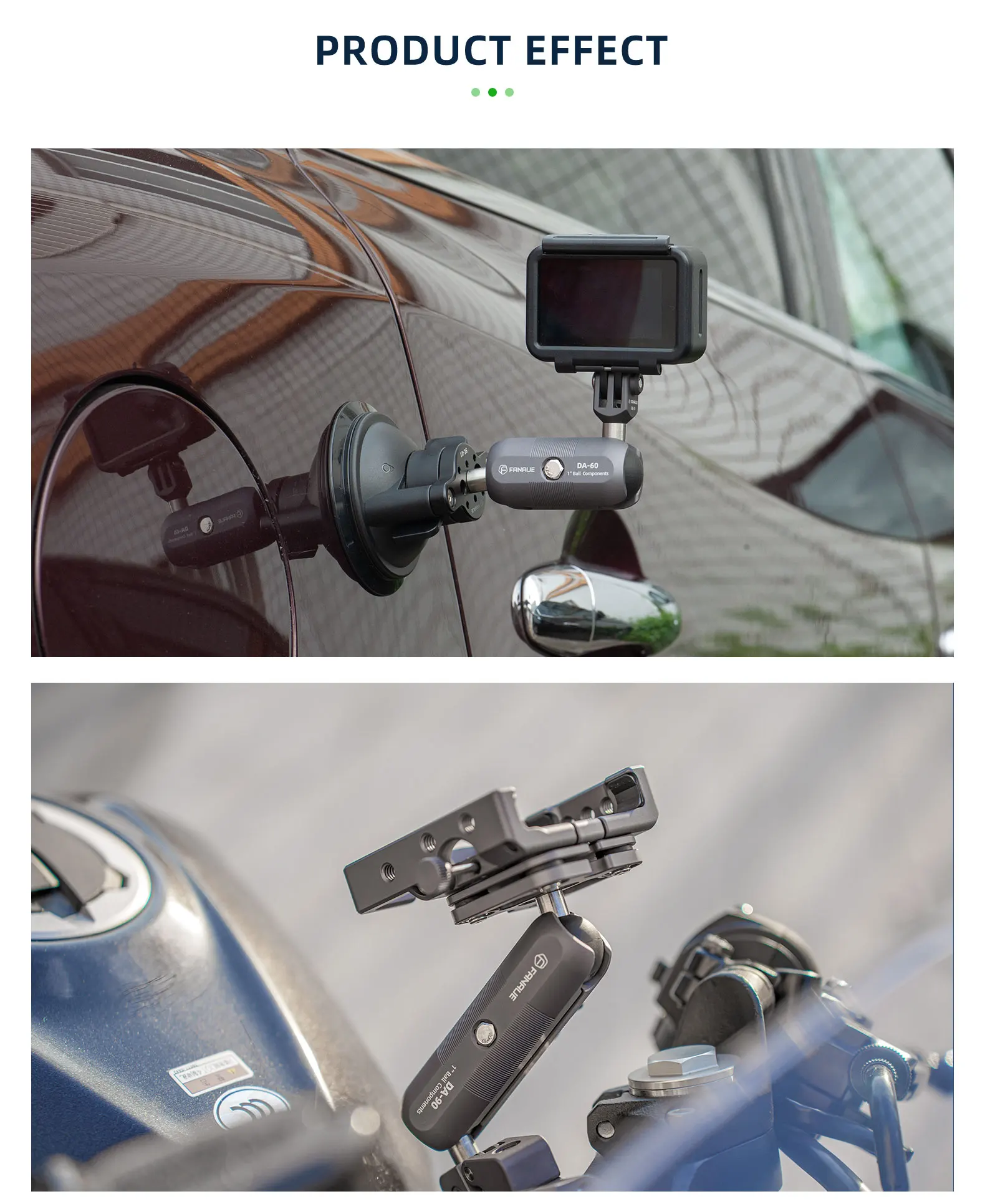 FANAUE Aluminiumlegierung Doppelsockelarm 25 MM/1 Zoll Kugelkopfhalterung Klemmhalterung für Fahrrad Motorrad Kamera für RAM MOUNTS – Detail 10