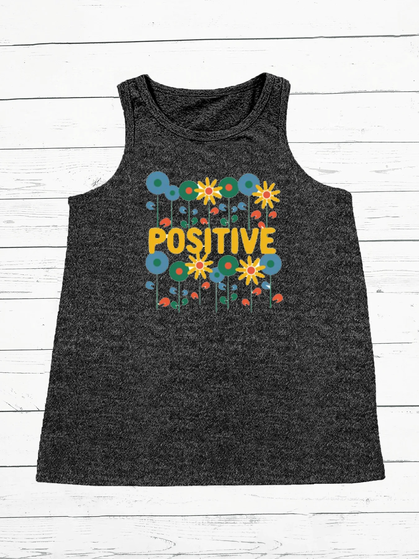 Positve Letters Print Vrouwen Tanktops Losse O-hals Mouwloze Casual Vest Dames Tops Kleding