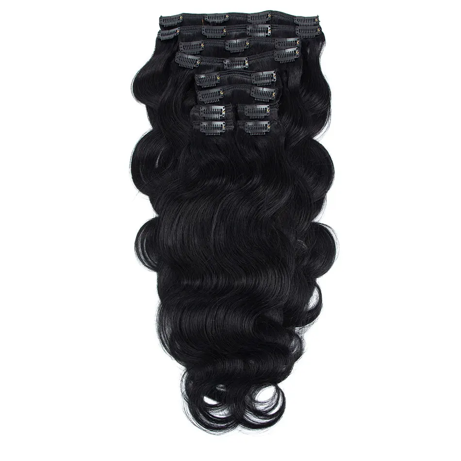 Body Wave Clip in Hair Extensions 100% Real Remy Human Hair Extensions 10 Pcs Body Wave Clip Ins for Women