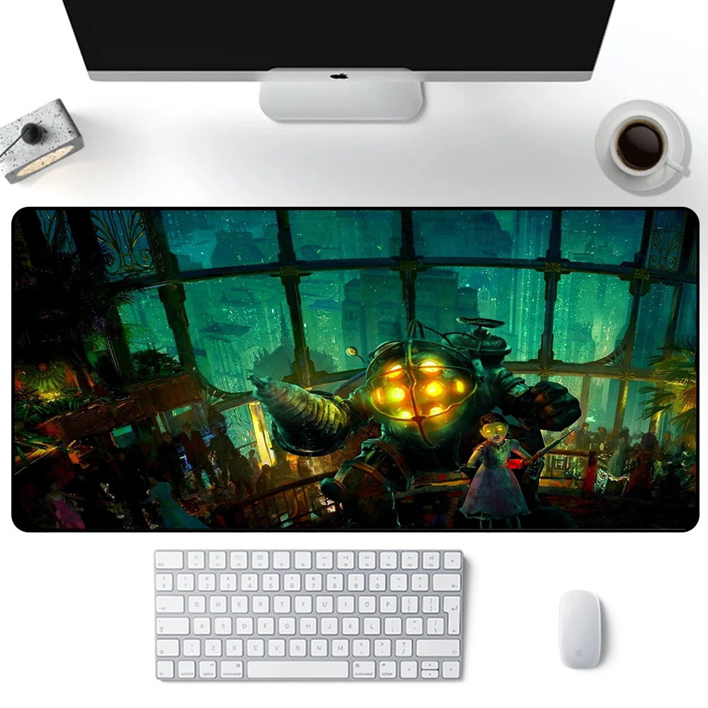 Bioshock Mouse Pad Large Gaming Mousepad PC Gamer XXL Computer Office Mouse Mat Silicone Keyboard Mat Desk Pad Laptop Mausepad