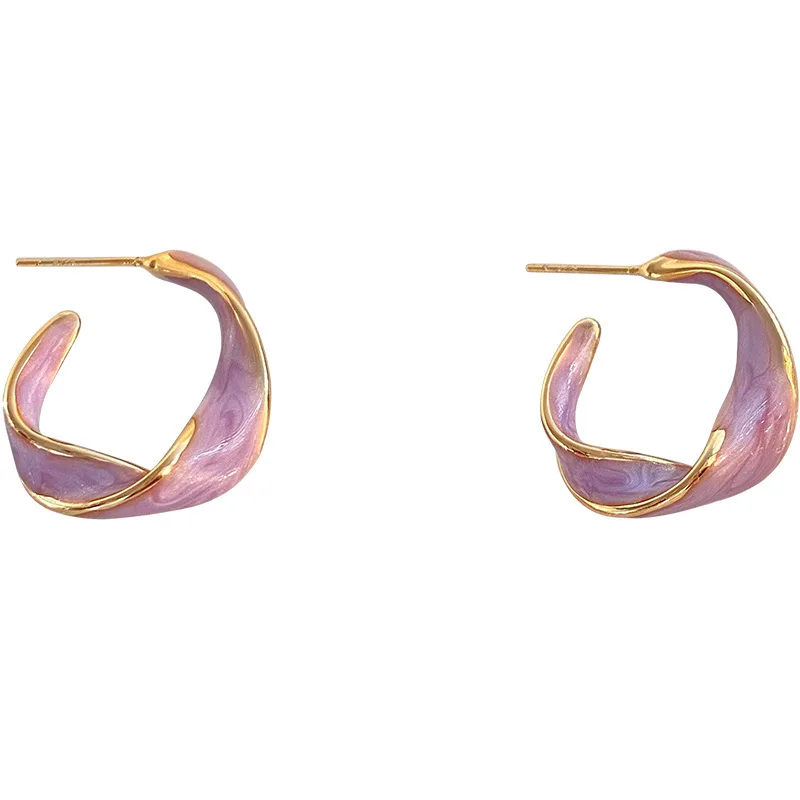 Kitykiss Women's glaze dripping twisted pattern cool design earrings simple and versatile earrings trendy cool earrings
