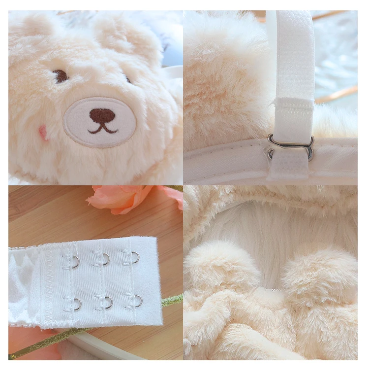 Autumn and winter cartoon plush underwear female bear comfortable and cute lingerie panty suit Japanese girl bra set