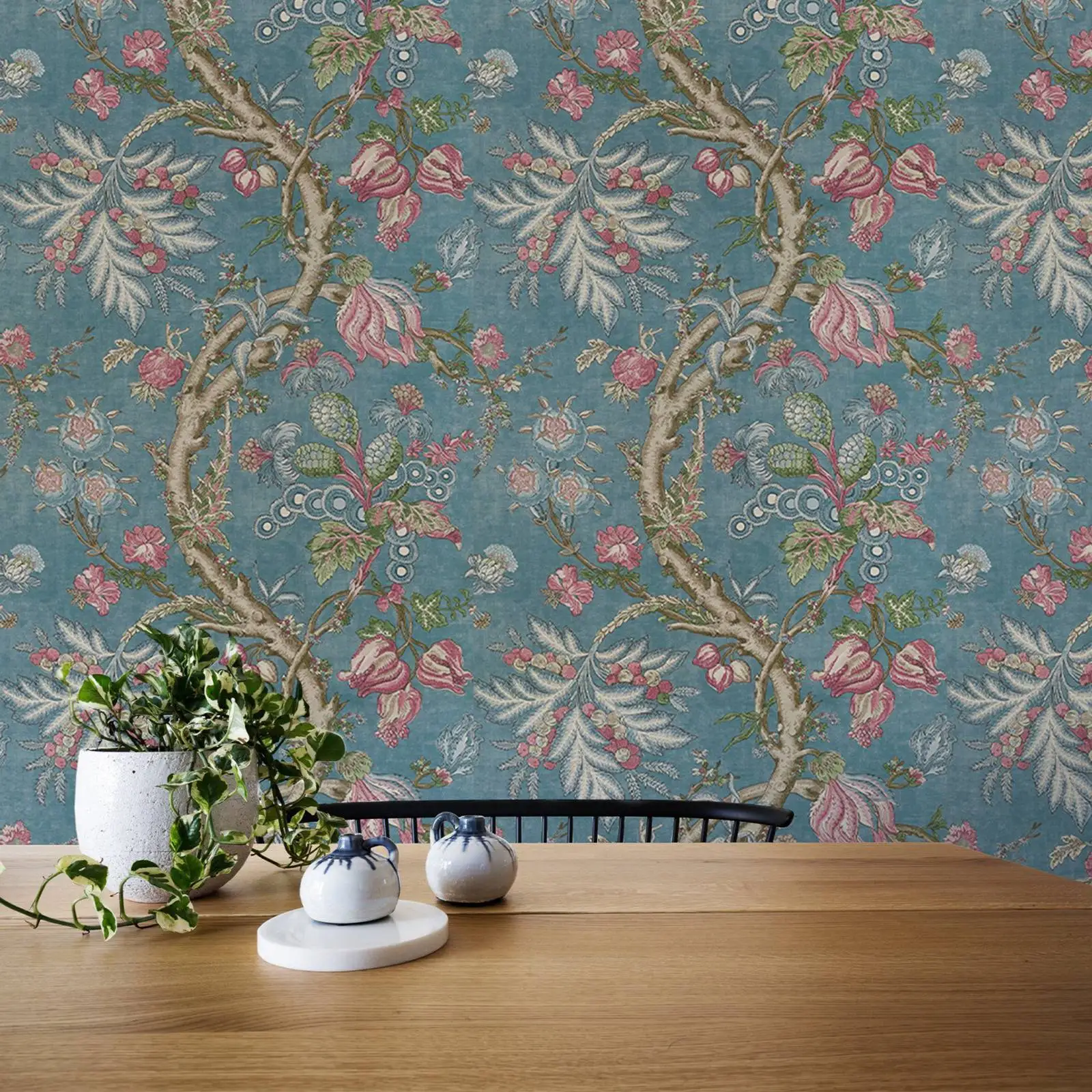 

Chatelain wallpaper, Heritage Wallpapers in Robin's Egg colorway, Scandinavian design, removable Wallpaper