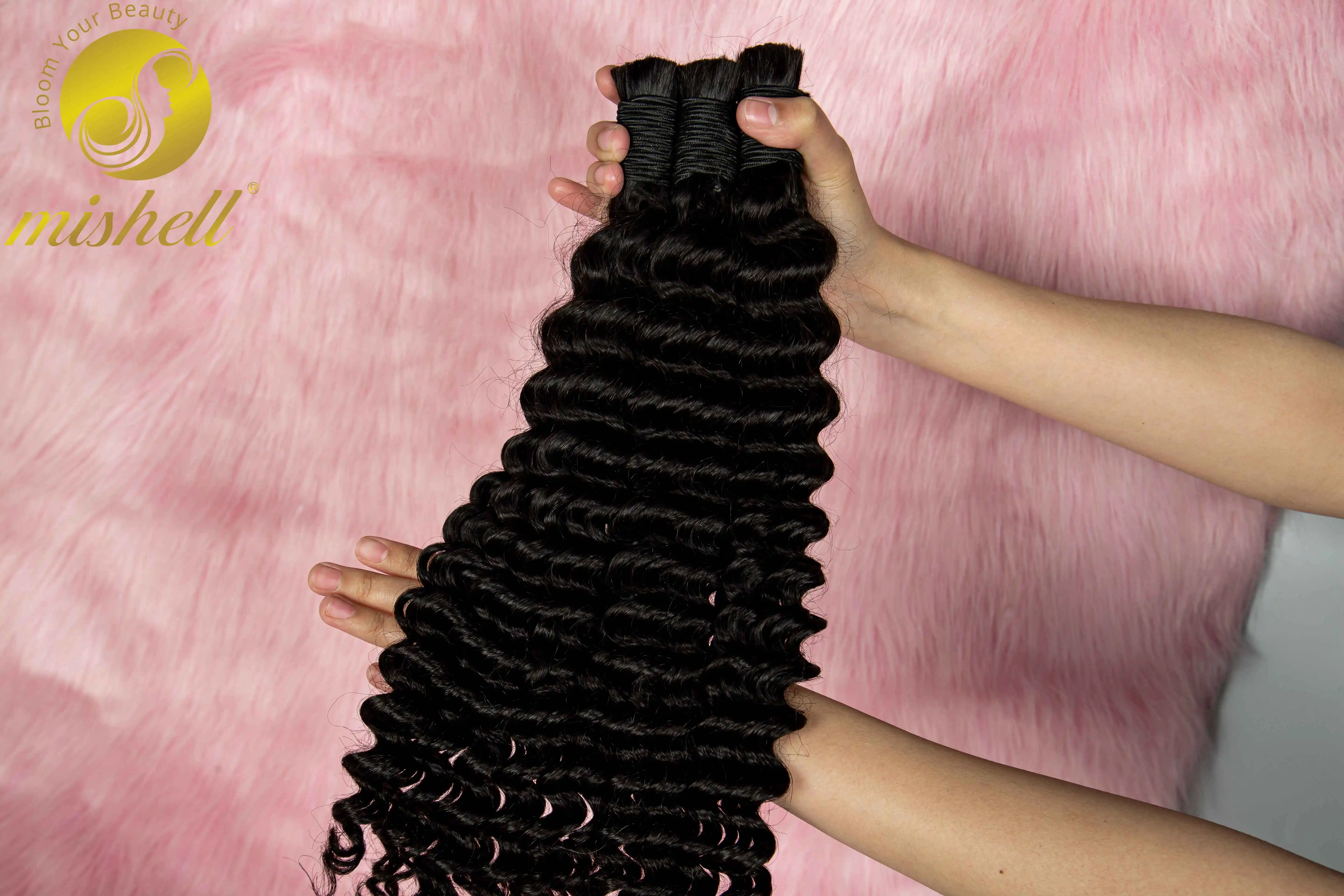 Human Braiding Hair 1 Bundle 50g 26 28 Inch Deep Wave Human Hair Bulk for Braids Hair No Weft 10A Virgin Curly Hair Extensions