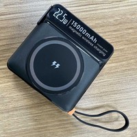 15000mAh Portable Power Bank Built-in Type-C & Lightning Cables Wireless Charging, USB-A/USB-C Output PD 22.5W, Find My Tracking
