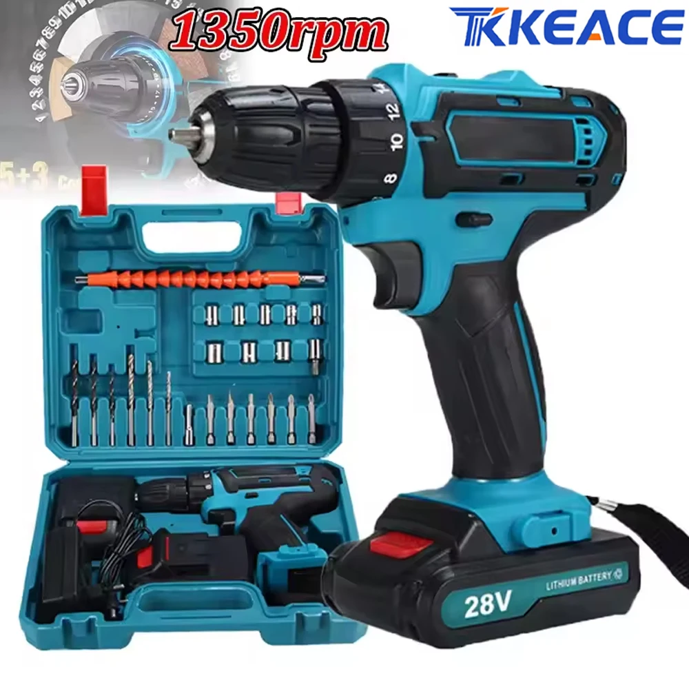 Taladro Percutor Inalámbrico TKKEACE, Destornillador Eléctrico, Martillo Perforador Eléctrico, Mini Taladro Inalámbrico, Herramienta Eléctrica con Batería de Iones de Litio