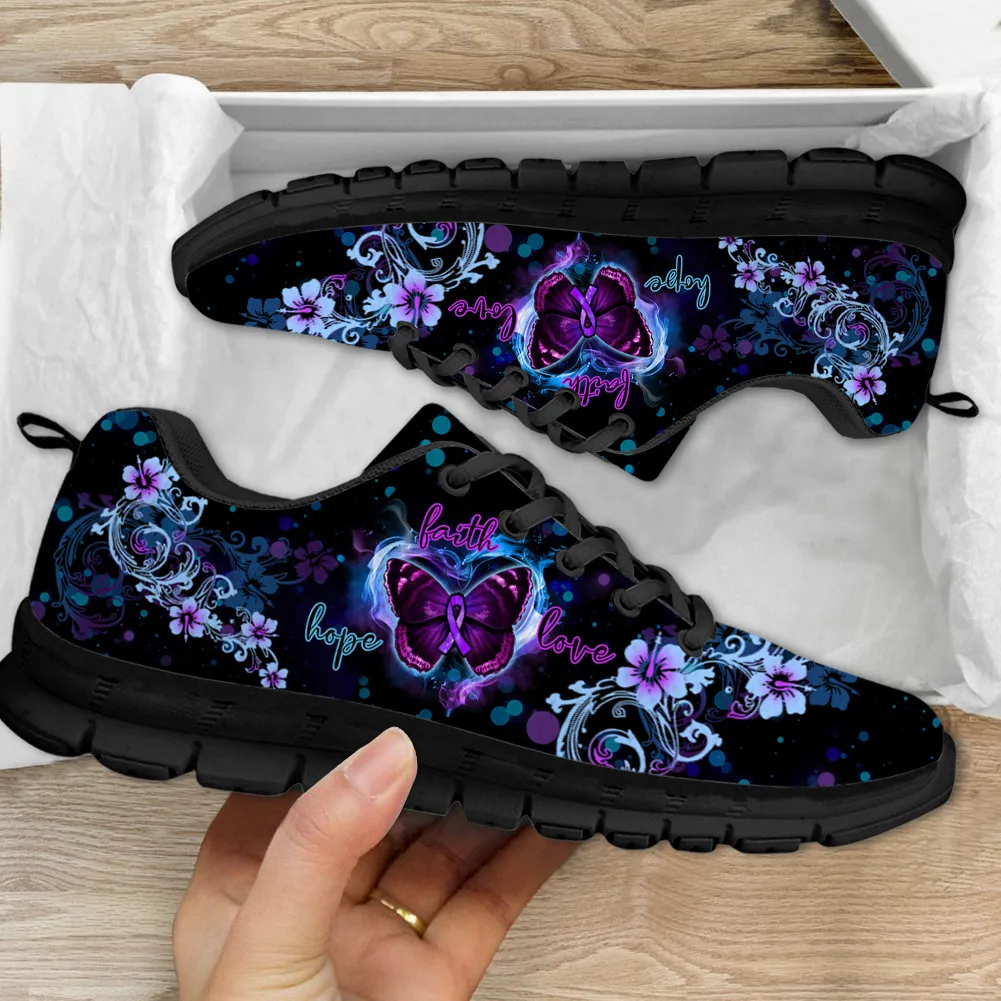 Fantasy Purple Butterfly Print Walking Sneakers for Woman Men Wear-Resistant Fashion Jogging Shoes Leisure Flats Footwear New