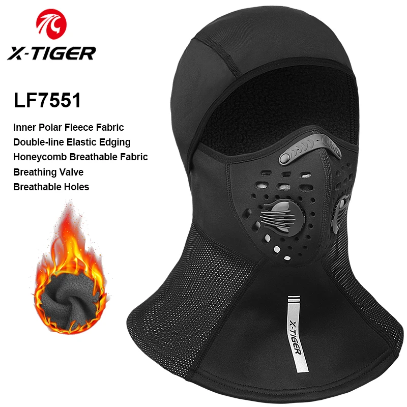 X-TIGER Winter Ski Mask Cycling Mask Anti-Dust Cycling Mask with Filter Windproof Full Face Cover Balaclava Skiing Skating Hat