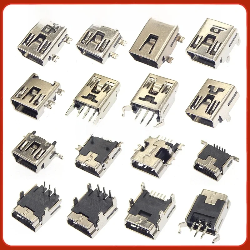 10 sztuk Mini USB SMD 5 Pin żeńskie złącze wtykowe Mini B wtyczka proste złącze DIP Jack Plug-in — zdjęcie 2