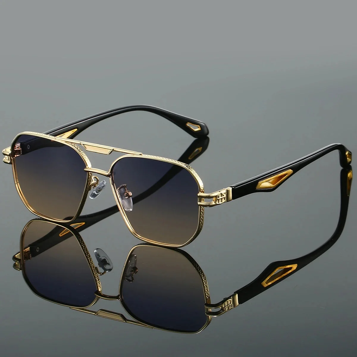 KAMMPT Vintage Quadratische Sonnenbrille Männer Neue Klassische Doppel Brücke Gradient Shades Trendy Retro Marke Designer Outdoor Sonnenbrille