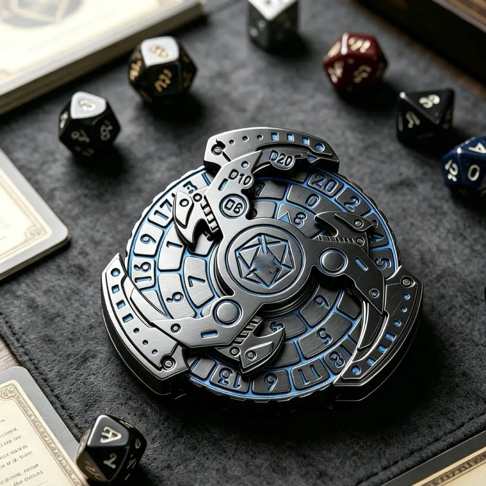 Punk Metal Gyro dice, Machine Roulette Dice Fingertip gyro DND dice roleplay games dices For Dungeons & Dragons D&D RPG Dice