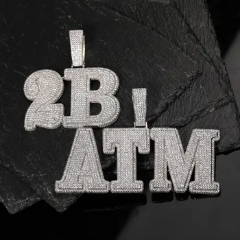 訂製密鑲立方氧化鋯字母數字吊墜,鑲鑽個性化單字項鍊,配12毫米古巴鏈,男士禮物 10 最佳銷售 客製化項鍊 - №7