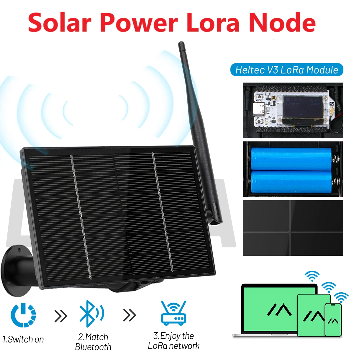 D4 Solarbetriebenes Heltec LoRa32 V3 868 MHz / 915 MHz ESP32 LoRa-Entwicklungsboard mit eingebauter Batterie für Meshtastic LoRawan