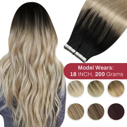 haarverlängerung echthaar Moresoo Band in Menschliches Haar Extensions Balayage Blonde Haar Remy Haar Natürliche und Weiche Haut Schuss Gerade Nahtlose Haar Ombre